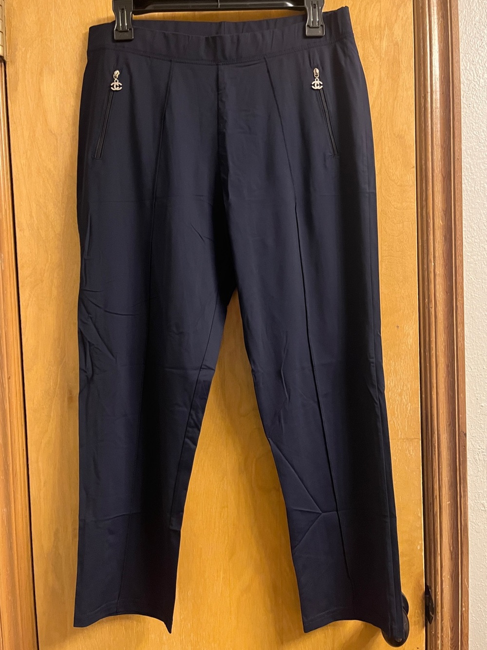 Faux Designer Navy Blue Wind Pants from Korea